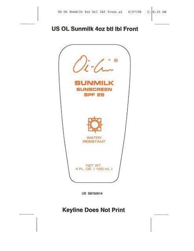Image Of Bottle Label Front (S8750914 Us Ol Sunmilk Spf 25 Btl Lbl Front Nr)